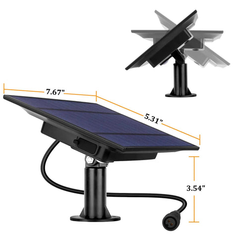 Pro Replacement Solar Panel For 4W Outdoor Solar Powered String Lights, high commercial grade, showing dimensions and design.