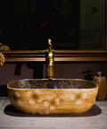 Slick Above Counter Bathroom Vessel Sink 16 Inch Rectangular Porcelain Basin With Tough Baked On Glaze And Fresh Vintage Countertop Bowl, floral design