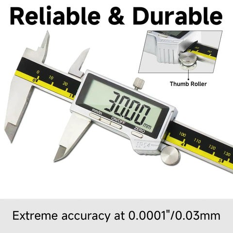 Digital Caliper Tool With Large LCD Screen IP54 Vernier Caliper 6 Inch 150mm Stainless Steel Auto Off Quick Inch And Millimeter Conversion Ideal For DIY Home Projects