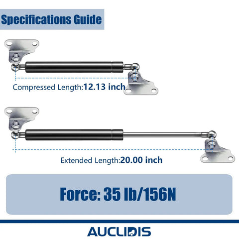 20 Inch Gas Strut Lift Support Set Of 2 For RV Doors And Cabinets Heavy Duty 35 Lb Lift 156 N specifications guide