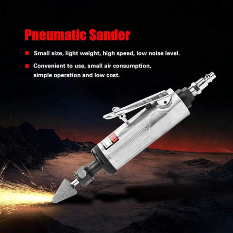 No Nonsense Pneumatic Air Sander Kit Lightweight Metal Polisher Grinder With Comfort Grip For Silent Running And Knockout Flawless Finish On Daily Projects, metal sander with triangular grinding head.