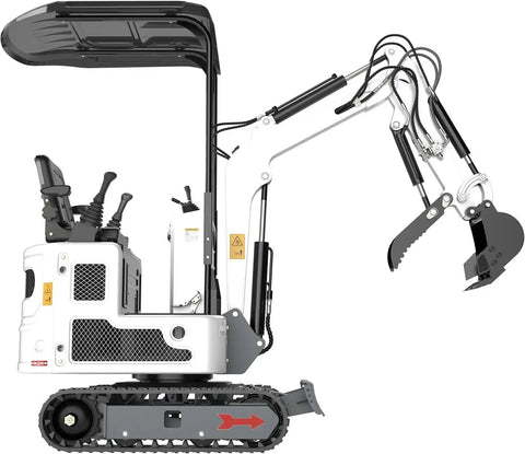 1.2 Ton Pilot Control Gasoline Excavator with Lawn Mower Attachment for small farm use, compact frame, side view