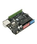 Close-up of UNO R3 board from All In One Beginner Electronics Kit With UNO R3 Board For Arduino IDE Learners 83 Labeled Components 12 Step By Step Tutorials Frustration Free STEM Starter For College And Makers.