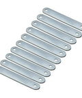 10Pcs Flat Mending Corner Brace Plate Set 76x12mm for Quick Fixes, Silver Tone, Heavy Duty Bracket Connectors displayed diagonally.