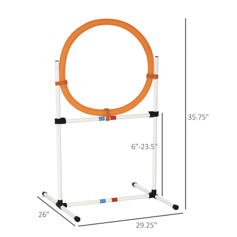 2 In 1 Adjustable Dog Agility Jump Set With Carry Bag Tire Jump Ring Or Hurdle Bar Quick Setup Portable Backyard Obstacle