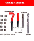 15 Piece M14x1.5 Thread Repair Kit With Helicoil Inserts, HSS Drill Bits And Taps For Auto Repair And Motorcycle Maintenance