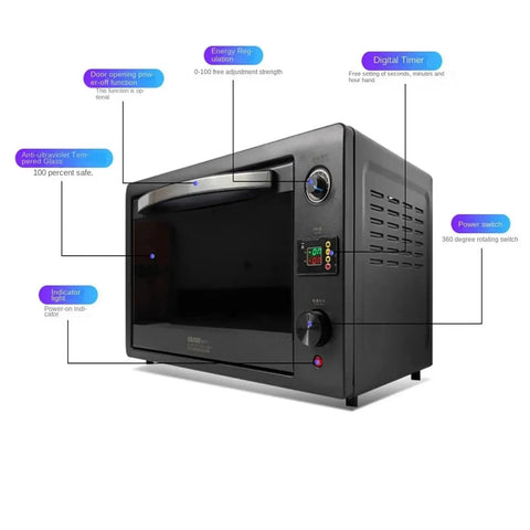Heavy Duty No Mess Smooth Cure Uv Led Curing Lamp With 365nm 395nm 405nm Dials, black with digital timer and energy regulation.