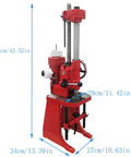 Heavy Duty Vertical Motorcycle Cylinder Boring And Honing Machine For Grease Monkey Engine Swaps Smooth As Butter Finish 1.54 To 2.75 Inch Bore Range 220V Power Tool in red, shown from the side with measurements.