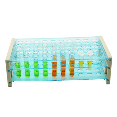 Detachable Plastic Test Tube Rack For 12 To 13 mm Tubes, 50 Holes With 13 mm Diameter, Easy Assembly Lab Organizer with tubes