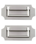 Two Pack Hidden Drawer Ring Pull Handles Set Premium Zinc Alloy With Mounting Screws Flush Mount 82mm Hole Spacing 100mm By 45mm