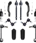 12 Piece Front Suspension Kit for 1997 1998 1999 2000 2001 Honda CR V Ready to Roll With Front Outer and Inner Tie Rods, Front Lower Ball Joints, Sway Bar Links, and Rack and Pinion Tie Rod Boots, black steel parts