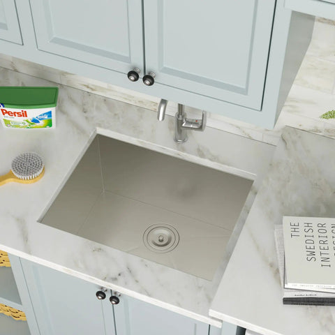 Undermount Bar Sink 15x17 Inches 16 Gauge Stainless Steel Wet Prep Single Bowl Handmade T304 Brushed Finish in kitchen counter