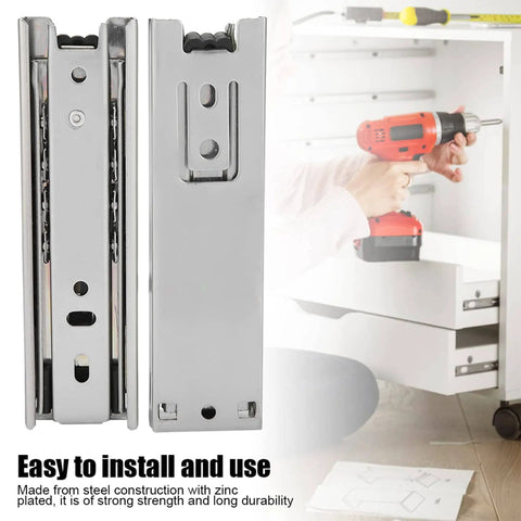 Heavy-Duty 5-Inch Soft Close Ball Bearing Drawer Slides 2 Pack, Full Extension Side Mount, Galvanized Steel installation view