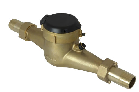 One Inch Water Meter No Lead Brass NSF Certified Multi Jet Gallons Horizontal Install corrosion resistant body