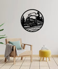 Boss Steam Locomotive Metal Wall Art Decor For Indoor Or Outdoor Spaces Rustic Farmhouse Black Finish 20 Inch Wall Sculpture