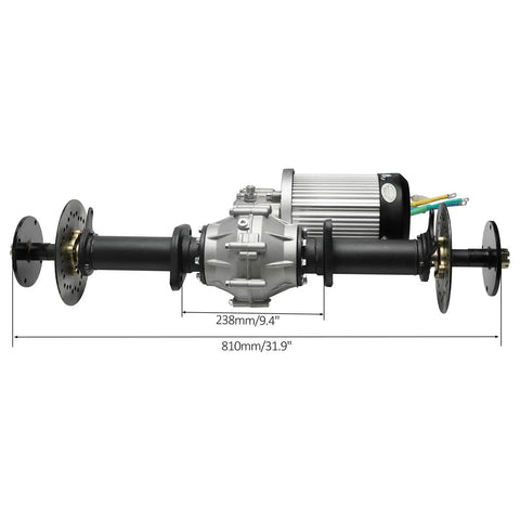Pump Up Your Build With This Bad Boy Brushless Electric Motor 2500W 60V 5000RPM And 32 Inch Differential Rear Axle complete view with dimensions.