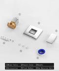 Wall Mount Shower Mixing Valve Kit with durable brass body, polished chrome trim, handle, and accessories displayed