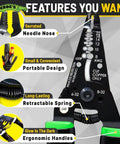 Needle Nose Wire Strippers for Electricians Pro Grade Crimping and Stripping Tool AWG 8-22 with Glow In The Dark Ergonomic Handles