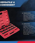 Badass Crowfoot Wrench Set With 1/2 And 3/8 Inch Drives, 15 Piece Metric Flare Nut Wrenches From 8Mm To 24Mm in red case.