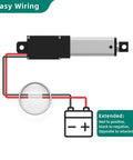 Diagram showing wiring for Powerful 75mm 20N Mini Linear Actuator 12V High Speed 1.2 Inches Per Second 4.5lb Load 3 Inch Stroke.