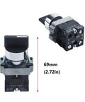 ZB2-BE101 Three Position Round Top Rotary Selector Switch Pack Of 4 Self Locking SPDT 2NO 4 Pin 600V 10A AC side view