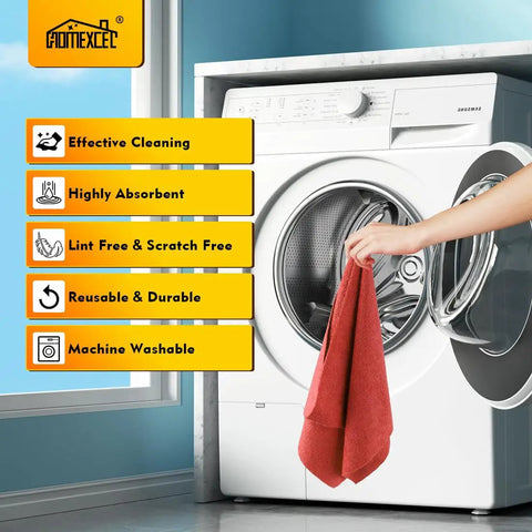 Red Microfiber Towels Bulk Pack 100 Reusable Cleaning Cloths For Cars Home And Kitchen Ultra Absorbent Lint Free And Scratch Free Multipurpose Rags 11.5 By 11.5 Inches next to washing machine