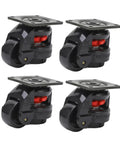 Built Tough Heavy Duty Industrial Casters With Adjustable Leveling Feet For Workbenches, set of four swivel wheels with brakes.