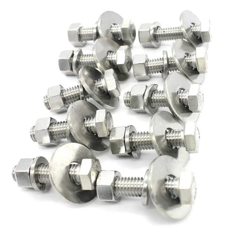 Heavy Duty Stainless Steel Hex Head Screws Bolts Set 1/4-20 X 1-1/2 Fully Threaded With Nuts Flat And Lock Washers 18-8 304 Stainless Includes 10 Sets