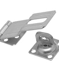 Heavy Duty Swivel Staple Safety Hasp Lock 4 1/2 Inch Zinc Plated Steel Door Security Reinforcement For Cabinets Boxes Storage with hinge and staple.