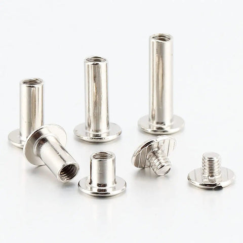 Kickass Chicago Screw Bindings Assortment Kit For Leather Crafting And Bookbinding Projects with metal rivets and fasteners.