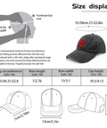 Size guide for the Effortlessly Cool Lightweight Summer Cotton Dad Hat For Women With Adjustable Strap. Includes cap dimensions.