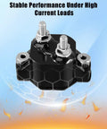 Beefy 50 Amp Push Button Circuit Breaker With Built In Thermal Protection For Marine Electrical Systems Rugged Marine Grade Component Ideal For Boats And Yachts Inboard And Outboard Applications, black terminal view