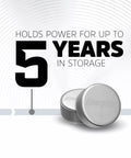 Heavy Duty Three Pack Of 1.5V Silver Oxide Button Batteries with long 5-year storage life for reliable use.