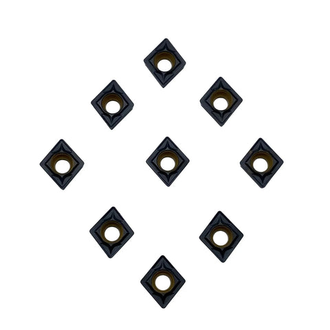CCMT060204 indexable carbide turning insert for lathe and boring bar, TiCN Al2O3 coated, cast iron turning, 10 piece pack