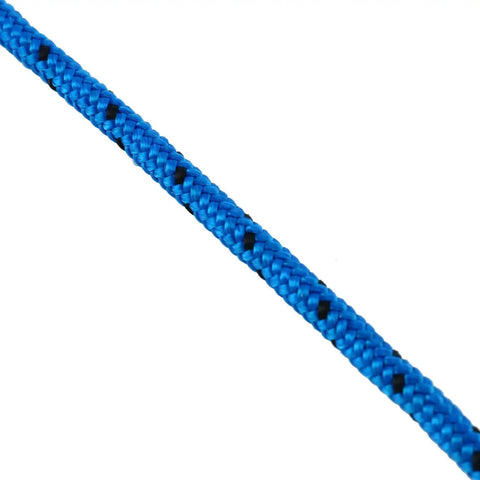 Amarine Made 3/16 Inch By 100 Ft Premium Braided Polypropylene Boat Anchor Rope, blue texture close-up, durable for saltwater use.