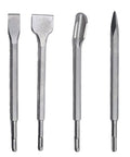 17 Piece SDS Plus Rotary Hammer Drill Bits And Chisels Set For Concrete And Masonry showing 1 point chisel and 3 flat chisels