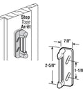 Diagram showing dimensions for K 5004 Aluminum Painted Black Spring Loaded Screen Door Strike Plate Single Pack Built Tough.