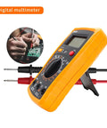 Digital multimeter from Blue All In One Soldering And Desoldering Kit With Multimeter 60W Adjustable Iron For Easy Electronics Repair Includes 5 Tips Solder Wire Pump Wick Tweezers And 110V Power in use