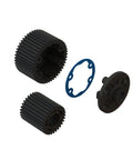 Diff Case And Idler Gear Set 47 And 29T 0.8M in blue for RC cars replacement parts showing composite durability and precise fit ARA311095