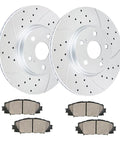 Front Brake Kit With Drilled And Slotted Disc Rotors And Ceramic Brake Pads For 2009 2019 Toyota Corolla 2009 2014 Matrix 2009 2010 Pontiac Vibe 2008 2014 Scion Xd Hardware Included Street Ready Performance Upgrade