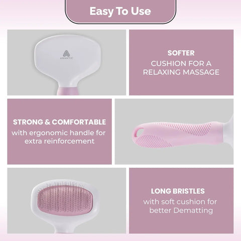 Small Slicker Brush For Dogs And Cats, Skin Friendly Deshedding Tool For Healthy Coats, Gentle Undercoat Groomer For Short And Long Haired Pets, Durable Stainless Pins, Perfect For Sensitive Pups, pink ergonomic brush