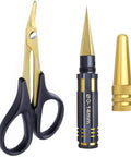 RC Car Body Reamer Kit 0-14mm Hole Puncher With Sleeve And Curved Scissors Set, showcasing scissors, reamer, and sleeve.