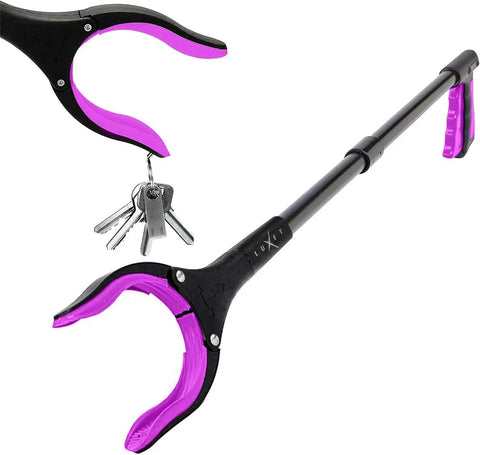2 Pack Long Reach Reacher Tool With Foldable 19 Thirty Second Inch Tip Magnetic Claw Grabber For Easy Pick Up Lightweight Trash Picker Strong Grip Reaching Aid For Elderly Pink