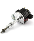Ford 351W Windsor 6000 Series 65K Coil HEI Distributor Compatible With PCE376.1042.03 Black High Performance Ignition Module For Street Track And Rebuild Projects, silver shaft view