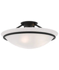 Newburgh 3 Light Ceiling Mount in Black Finish with Sleek Transitional Steel Design featuring alabaster shade