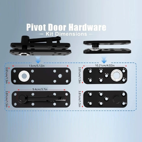Amazon pivot door hardware kit, black concealed hinge plates with ball bearing pivots for Murphy bookcase doors.