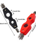 SWZHAI 2-pack 4-in-1 copper pipe cleaner set with 1/2 in & 3/4 in brushes, inner/outer threads, black & red handles