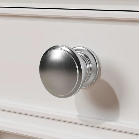 Top Shelf Brushed Nickel Cabinet Knobs, Fresh Silver Drawer Pulls, Solid Zinc Alloy Hardware, Rust Resistant 5 Pack With No Sweat Setup For Dressers And Cupboards close-up view