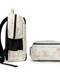 Side view of Wildflower Blooms Print Unisex Backpack Large Capacity For School, Travel, And Daily Use, breathable polyester material