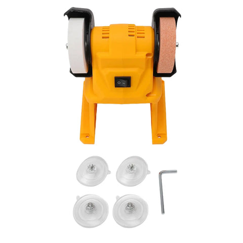 Heavy Duty Cordless Mini Bench Grinder With Reinforced Guard And Slim Abs Frame for metal sharpening with accessories.